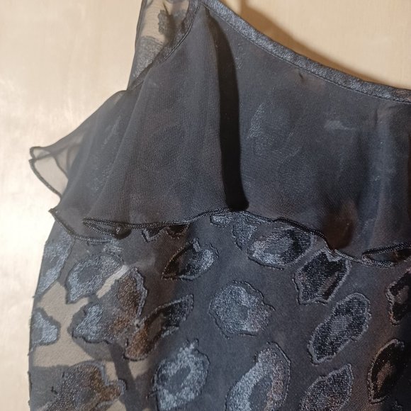 JONES NEW YORK Black Sheer Ruffle Leopard Print Camisole_Size Large - Picture 3 of 7